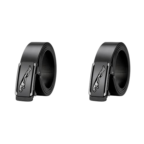GUSTAVE® Waist Belts for Men Slide Ratchet Mens Belt Black Leather Belt for Men Casual or Formal Dress, with Click Buckle (130cm Length, Free Adjustable, No Belt Hole) 2 PCS GUSTAVE® Waist Belts for Men Slide Ratchet Mens Belt Black Leather Belt for Men Casual or Formal Dress, with Click Buckle (130cm Length, Free Adjustable, No Belt Hole) 2 PCS